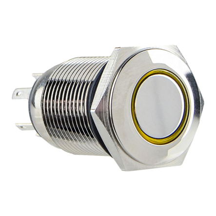 Кнопка металлическая с подсветкой АСКО-УКРЕМ TYJ 16-261 220V 1NO+1NC желтый, A0140010094 - 1