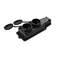 Розетка каучукова VIOLUX 930700, 16 А, 240 В, 2P, 3,5 кВт, IP44, з кришкою, подвійна