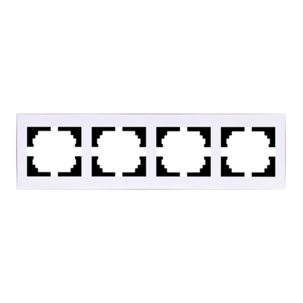 Рамка Lezard RAIN чотиримісна, біла, горизонтальна з боковою вставкою, 703-0202-149 - 1