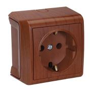 Розетка одинарна 30 В, 16A, 2P+PE, VIKO VERA, 90682208, червоне дерево