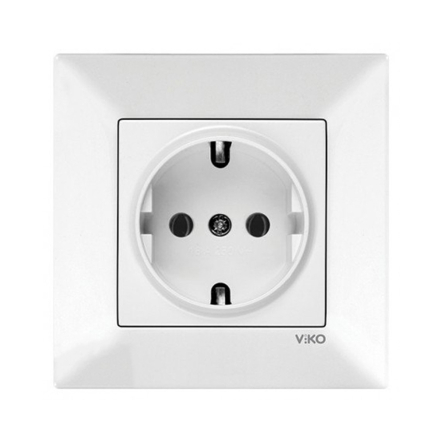 Розетка одинарна із заземленням VIKO Meridian, 90970008-WH, біла - 1