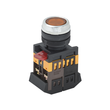 Кнопка IEK ABLFS-22 желтая d22мм неон/240В 1з+1р - 1