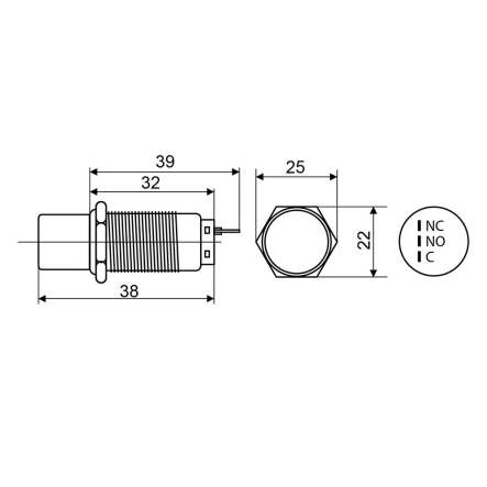 TY 19C-X11/3 Кнопка металлическая, АСКО-УКРЕМ, A0140010217, поворотная 3-й позиционная 2NO+2NC