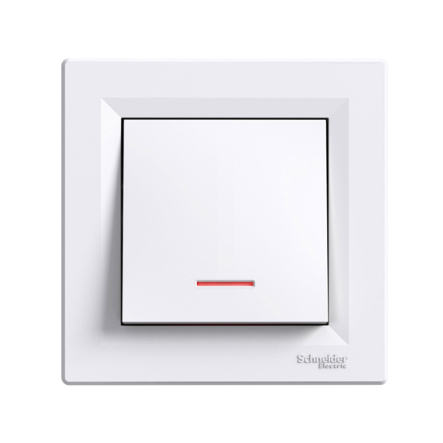 Вимикач одноклавішний, з підсвічуванням, самозатискний, Schneider Electric ASFORA, білий, ЕРН1400121 - 1