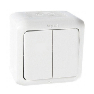 Вимикач вологозахищений 2-клавішний, Legrand Quteo, 782362, білий