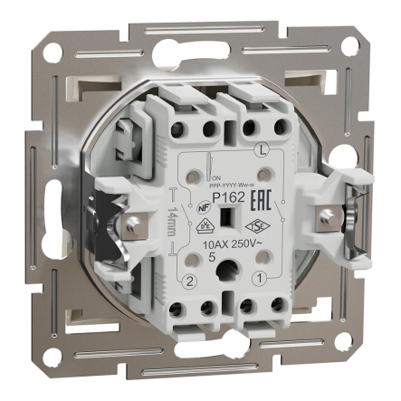 Выключатель двухклавишный самозажимной Schneider Electric ASFORA, кремовый, EPH0370123