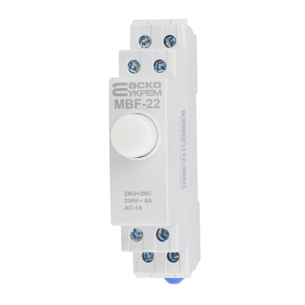 Кнопка на DIN-рейку 2NO+2NC 230V АС МВ-22 белая, ACKO-УКРЕМ, A0150010112