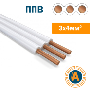Провід установчий плоский ППВ 3х4, з мідною житлою