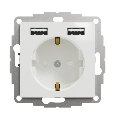 Розетка с заземлением  + USB  Schneider Electric Sedna Design, белая, SDD111052