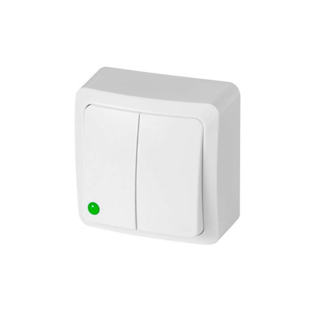 Выключатель 2-клавишный, белый, IP20, Elektro-Plast BERG, 3711-00 - 1