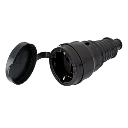 Розетка штепсельная, Mono Electric 170-010102-706, 2P+PE, каучук, черная, - 1