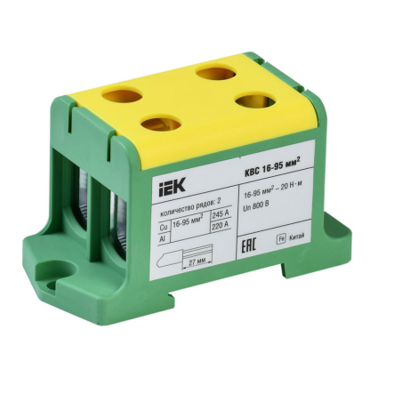Клемма вводная силовая КВС 6-50 мм2, 2-рядная PE, IEK YZN23-050-K52 - 1