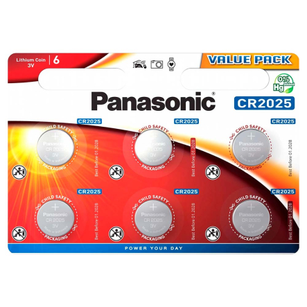 Батарейка PANASONIC CR-2025 Lithium, 3V, 1х6 шт. - 1