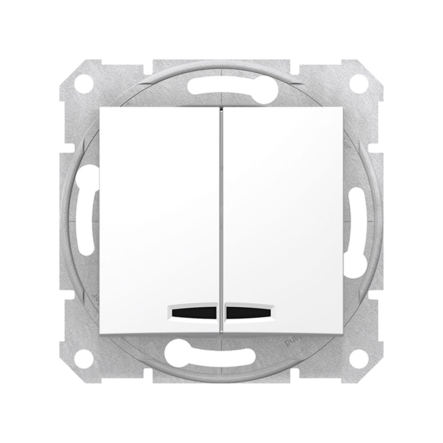 Вимикач двоклавішний, з підсвічуванням, Schneider Electric Sedna, білий, SDN0300321 - 1
