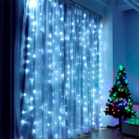 Гирлянда леска штора (Лучи росы) светодиодные нитки 3*2 м, от сети, белая, ZABI-11 - 1