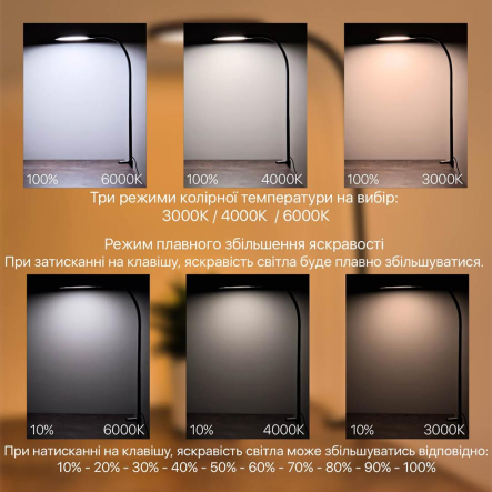 Настольная лампа Violux FLEX 10W, 550Lm, 30-30K, белая, 541001