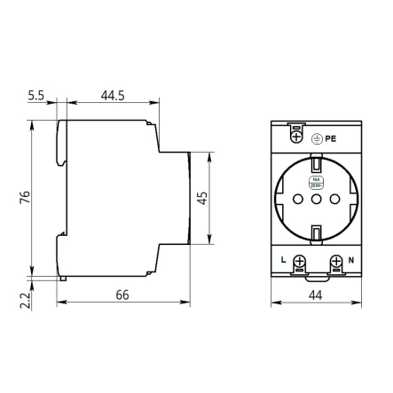 Розетка на DIN-рейку TAKEL АС 30 с заземлением, 505501