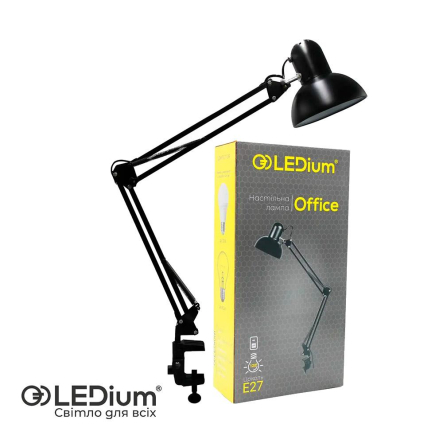 Настольная лампа LEDium OFFICE E27 50Hz AC100-240V 400х400х160мм черная - 1