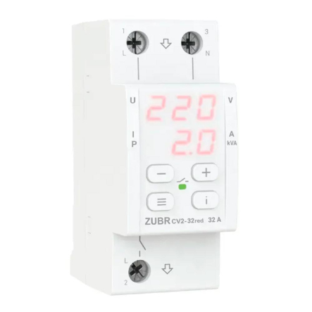 Реле напряжения с контролем тока ZUBR CV2-32 red - 1