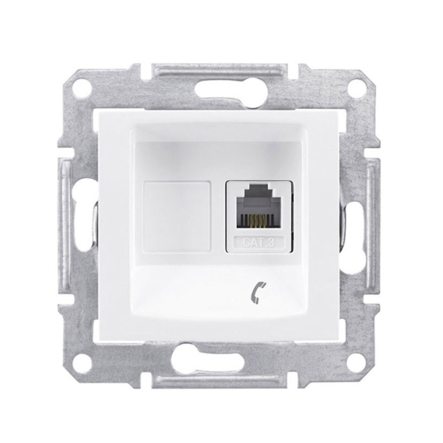 Розетка телефонна 1-я RJ11 Schneider Electric Sedna, біла, SDN4101121 - 1