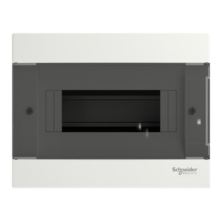 Щит пластиковый Schneider Electric Easy9 EU, врезной, 1 ряд 8 модулей, дымчатые двери, EZ9EUB108