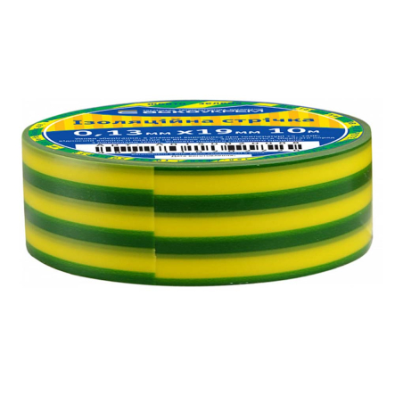 Изолента 0,13мм х 19мм 10м жёлто-зелёная, АСКО-УКРЕМ, A0150020008