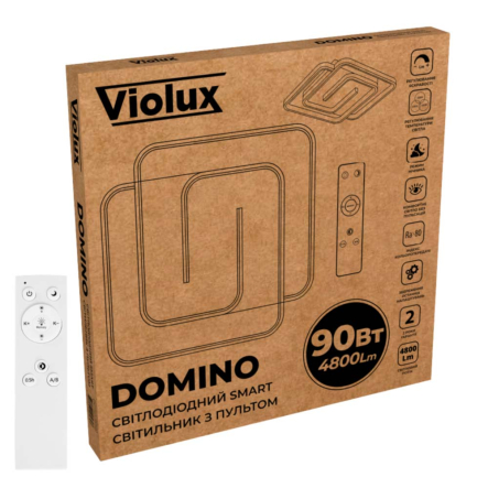 Светильник VIOLUX Smart DOMINO, 90W, 3000-4000-5000K, 4800Lm, 480 мм, квадрат, черный, белый, 220565