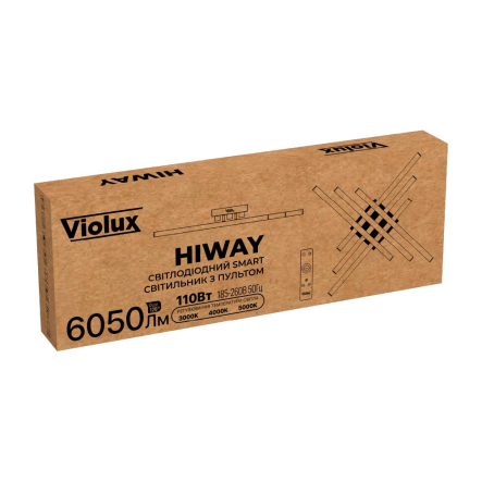 Светильник VIOLUX Smart  HIWAY 110W, 3000K-5000K, 7050Lm, пульт, 800мм, чёрный, 220805