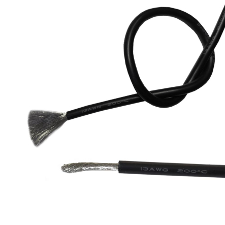 Провод медный силиконовый, 13&nbsp;AWG [≈2.5&nbsp;кв.мм.], до&nbsp;200°C, луженый (TinCU), монтажный, черный/красный, 7-0809BK - 2