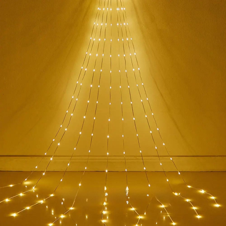 Гирлянда LED Конский хвост от USB (3м, 20 ниток) 600LED + пульт, Теплый белый