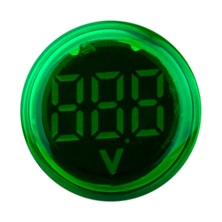 Вольтметр круглый АСКО-УКРЕМ ED16-22VD, A0190010017, 30-500В АС, зелёный, врезной монтаж