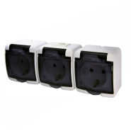 Розетка 3-я Schuko (біла/димчаста кришка) (IP54) RHE-3sd, Hermetics, ETI