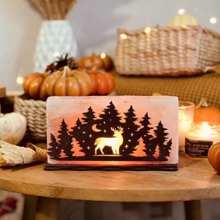 Соляной светильник «Олень в ёлках» 2кг