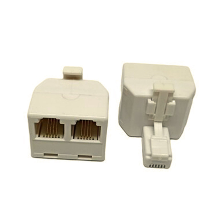 Штекер телефонний, midi 6p4c, 2-a, 1штекер-2 гнізда, білий - 1