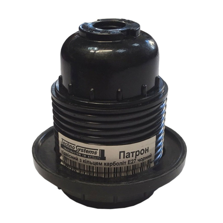Патрон підвісний з кільцем карболіт Е27, чорний, TNSy, 5000843 - 1