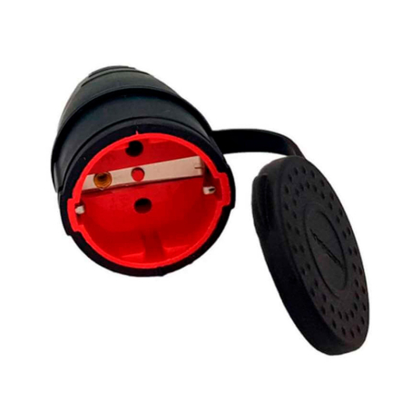 Розетка переносна NEOMAX NX2004, 230 В, 16 A, 2P+PE, пряма, каучукова, чорно-червона - 1