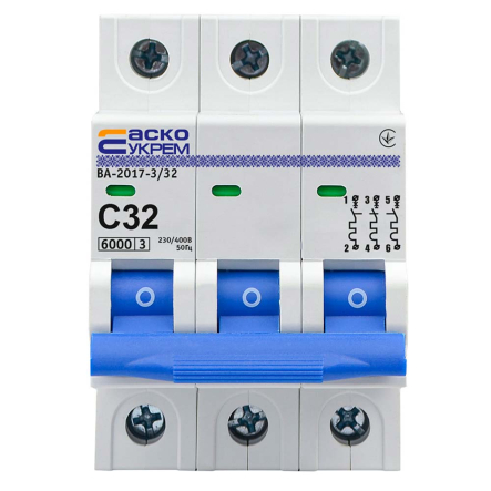 Автоматичний вимикач АСКО-УКРЕМ ВА-2017 3р, 32А С, A0010170024 - 1