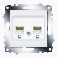 Розетка компьютерная двойная EL-BI Zena категория 6Е (механизм), белая, 609-010200-248