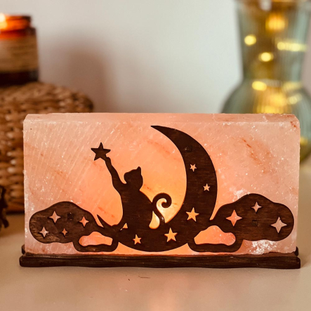 Соляний світильник "Кіт на місяці" 2кг - 1
