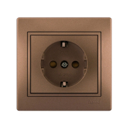 Розетка Lezard MIRA одинарна із заземленням, з захистом від дітей, світло-коричневий перламутр, 701-3131-124В