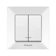 Вимикач двоклавішний з підсвічуванням Panasonic Arkedia Slim, білий, 00102WH