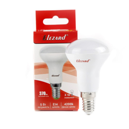 Лампа светодиодная Lezard 5 Вт, 4200K, E14, 220 В, R50 - 1