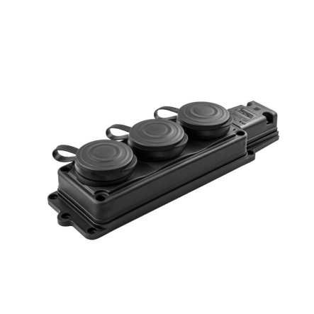 Розетка каучуковая VIOLUX 930660, 16 А, 240 В, 2P+PE, 3,5 кВт, IP44, с крышкой, тройная