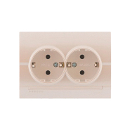 Розетка Lezard DERIY двойная, c заземлением, жемчужно-белый металлик, 702-3030-127