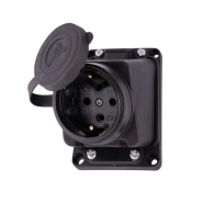 Розетка наружной установки наклонная LEZARD, с заглушкой, 2Р+РЕ 1х16А 220-240V, каучук, 106-0400-0104