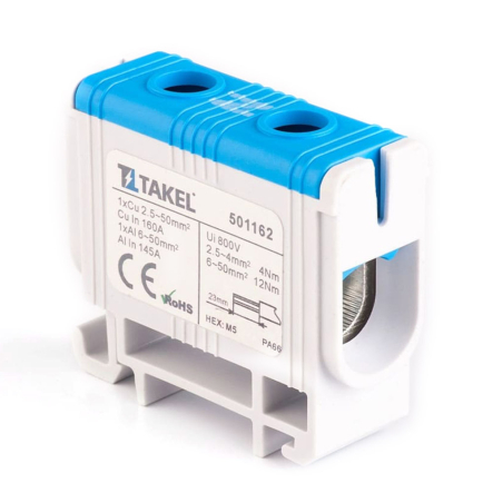 Клемма силовая вводная TAKEL UTB 6-50, голубой, 501162 - 1