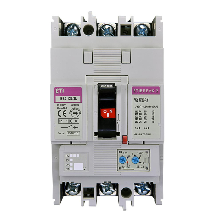Автоматичний вимикач ETIBREAK EB2 125/3L 125A 3P (25kA, (0.63-1)In/(6-12)In), 4671026 - 1