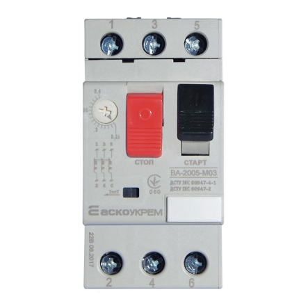 Автоматический выключатель защиты двигателя АСКО-УКРЕМ ВА-2005 М03, 0,25-0,4А, A0010050015 - 1