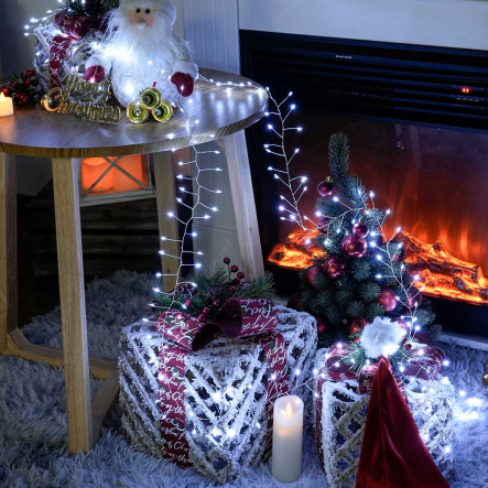 Гирлянда LED Роса-Мишура от сети 30м, 900LED + пульт, Холодный белый