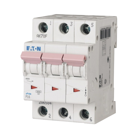 Автоматический выключатель EATON PL6-C10/3, 10А, 3 P, 6kA, 220/400AC, 48DC - 1